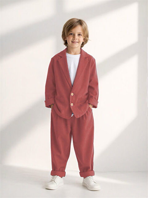 Catz Kids Tarçın Dokuma Yumuşak Modal Rahat Ceket Pantolon Takım