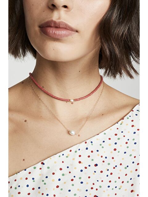 New Obsessions İncili Kırmızı Kolye - S000370154-20076