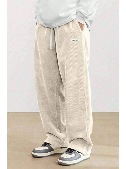 Genius Store GENIUS Erkek Pantolon Fitilli Kadife Bol Paça Oversize Pantolon - S000505834-25636