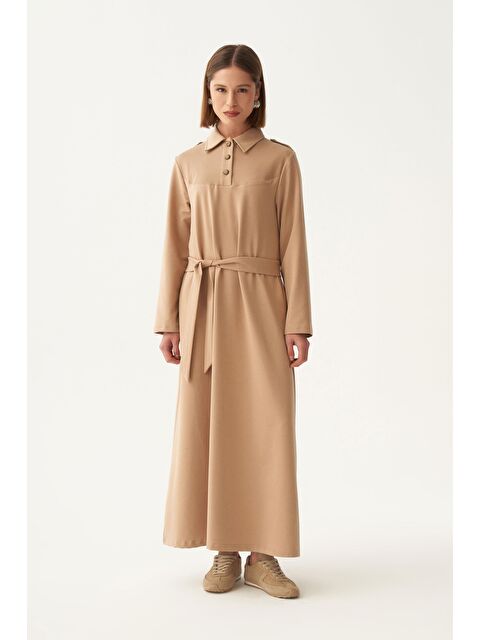 ALLDAY Vizon-Pamuklu Gömlek Yaka Apoletli Elbise - S000500819-26429