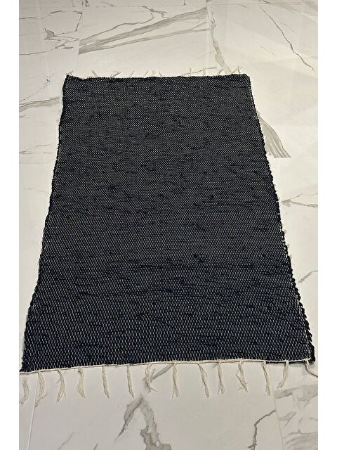 Asdiva El Yapımı Buldan Dokuma Kilim Otantik Örgü Yolluk Halı Siyah 75x135cm - S000346994-19351