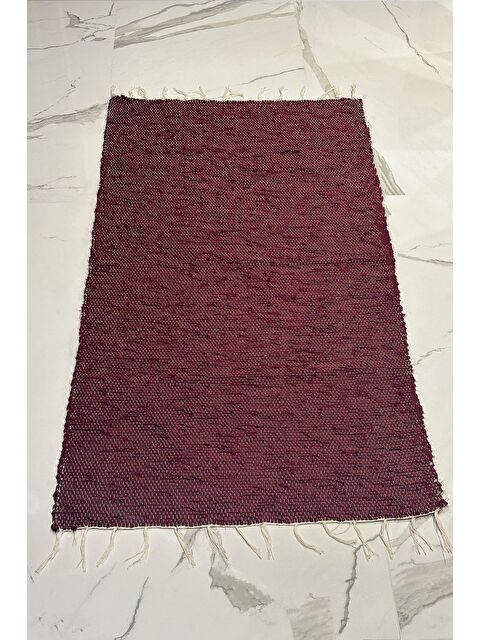 Asdiva El Yapımı Buldan Dokuma Kilim Otantik Örgü Yolluk Halı Bordo 75x135cm - S000346994-19951