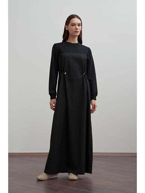 ALLDAY Siyah-Pamuklu Lastikli Bel Ayarlı Elbise - S000500841-19351
