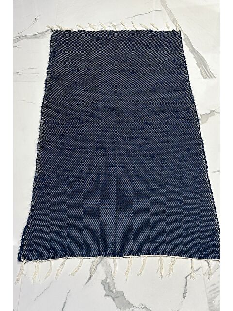 Asdiva El Yapımı Buldan Dokuma Kilim Otantik Örgü Yolluk Halı Koyu Lacivert 75x135cm - S000346994-21164