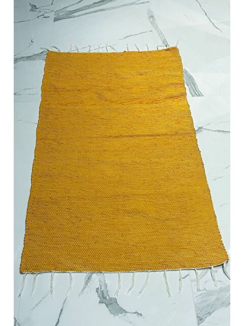 Asdiva El Yapımı Buldan Dokuma Kilim Otantik Örgü Yolluk Halı Hardal 75x135cm - S000346994-6829