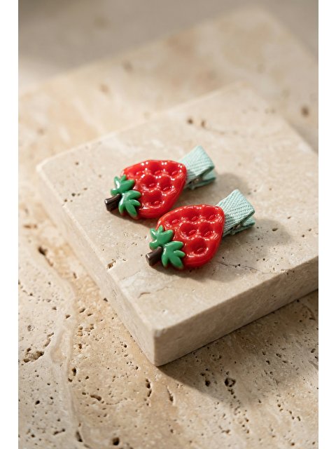 Katia And Bony Çilek Aksesuarlı 2'Li Kırmızı Toka