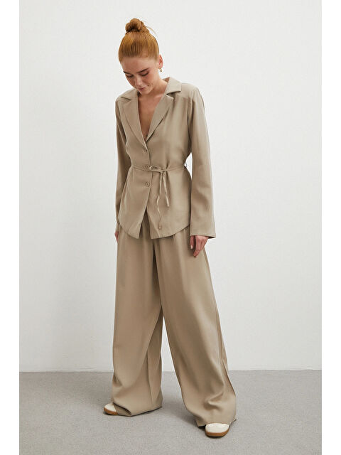 Never More Gömlek Pantolon Modal Takım Taş - S000491342-25636