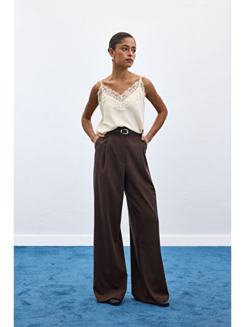 SATEEN Lena Palazzo Pantolon - Kahve - S000503946-19413