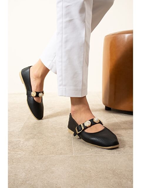 MODAFRATO ALESSA Taşlı Kadın Babet Günlük Yazlık Bayan Ayakkabı - S000487008-19351