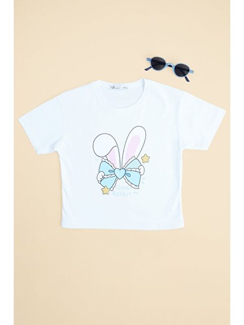 Fullamoda Fiyonk Baskılı Crop Kız Çocuk Tişört