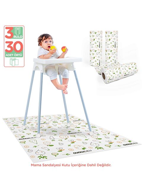 Minimono 3'Lü Desen Mama Sandalyesi Altı Ve Aktivite Örtüsü - Turuncu Standart - S000503934-20013