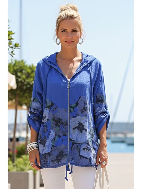 Chiccy İtalyan Saks Mavisi Düğmeli Uzun Kollu Cepli Kapüşonlu Fermuarlı Regular Boy Dokuma Ceket 68 65 - S000508217-23710