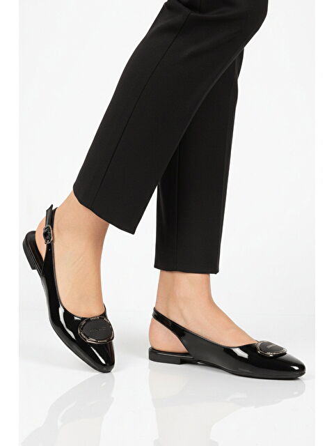 Ayakmod Siyah Rugan Hafif İnce Taban Kadın Babet 209196 Z - S000514907-37444