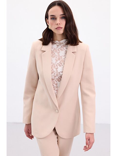 SATEEN Düğmeli Klasik Ceket - Bej - S000505848-19928