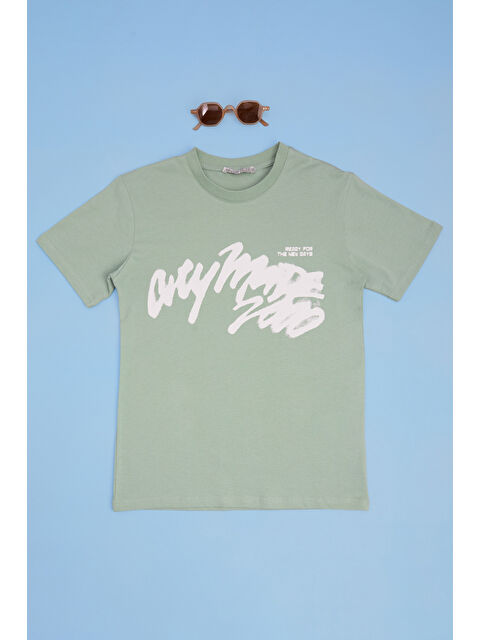 Fullamoda Yazı Baskılı Bisiklet Yaka Erkek Çocuk Tişört