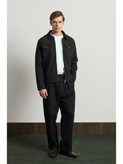 Danger Erkek Standart Kalıp Gömlek Yaka Ceket Siyah - S000505835-19351