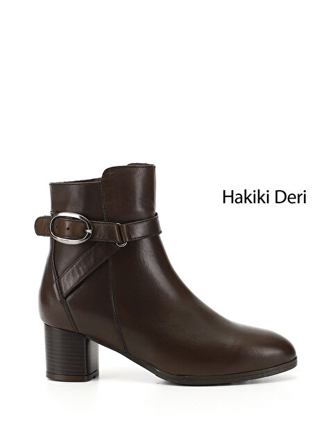 GÖNDERİ(R) Kadın KAHVERENGİ Fermuarlı Kalın Topuklu Hakiki Deri Bot - S000502498-19413