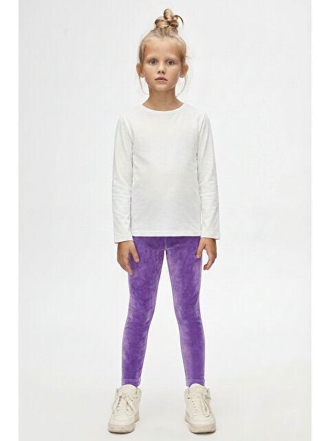 Lovetti Açık Lila Kız Çocuk Kadife Tam Boy Tayt - S000084053-23370