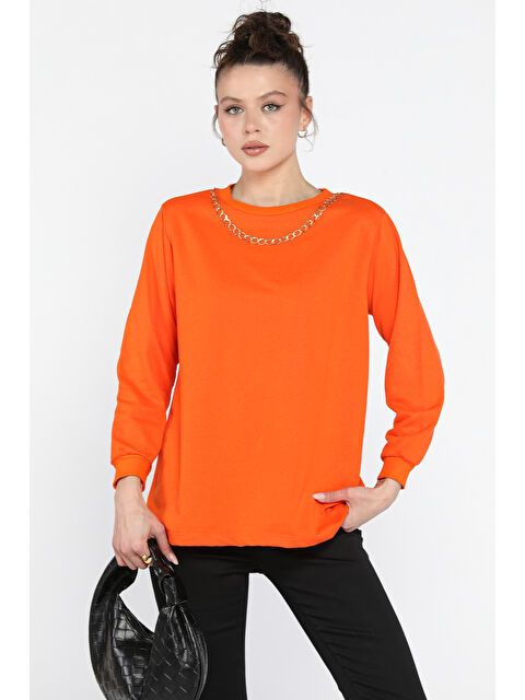 Gülseli Kadın Bisiklet Yaka Aksesuar Detaylı Bluz - S000352213-20013