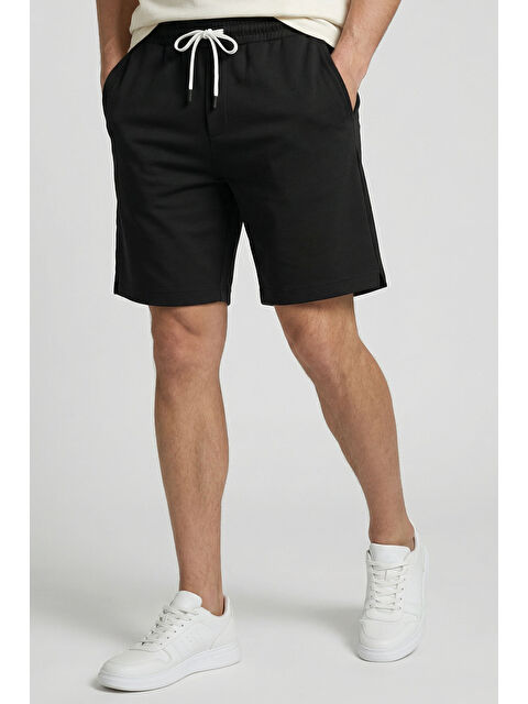 Tommylife Siyah Standart Fit Basic Arka Cepli Erkek Şort - 88314