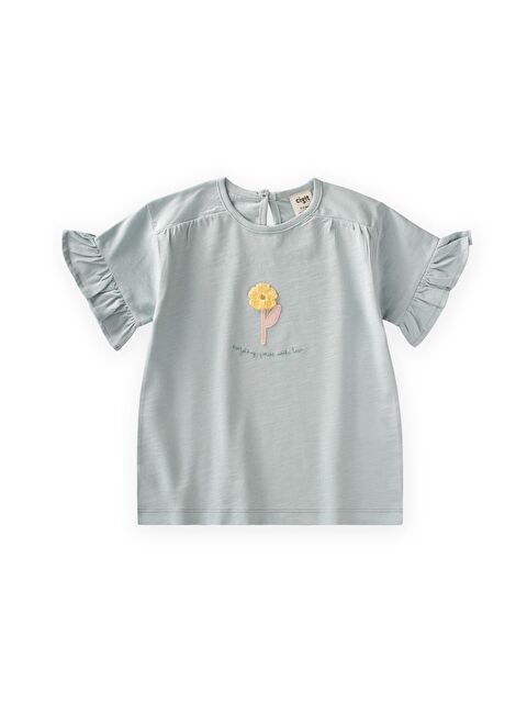 CİGİT Aplikeli T-Shirt 2-8 Yaş Mint Yeşili