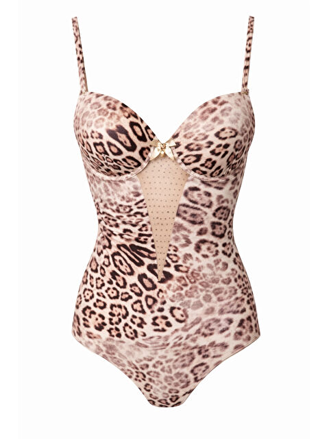 NBB Leopar Sütyen Kaplı Çıtçıtlı Body - S000505854-23173