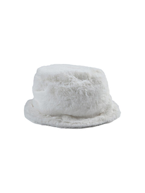 Panço Kız Çocuk Basic Pelüş Beyaz Şapka - S000523615-20063
