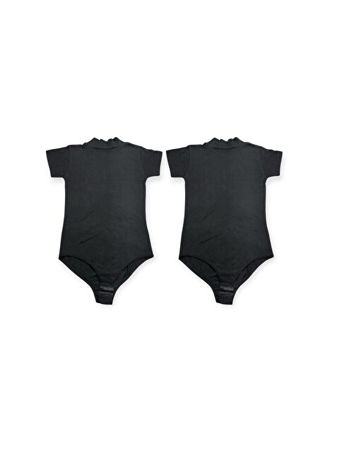 Güneş Siyah Yarım Balıkçı Yaka Kısa Kol Çıtlı Badi 2'Li - S000332914-19351