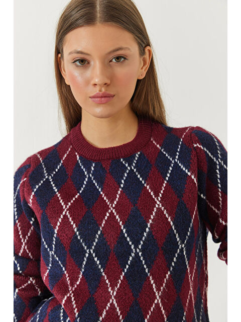 SHADE Kadın Bisiklet Yaka Baklava Desenli Kazak - S000375807-37253