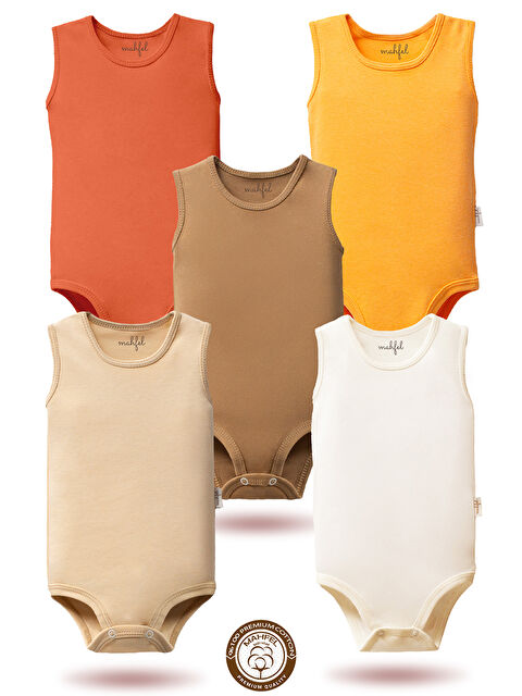 Mahfel %100 Pamuklu Atlet 5'li Baskısız Çıtçıtlı Bebek Body Zıbın FSM - S000513190-1358