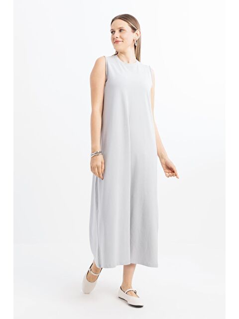 ALLDAY Gri-Pamuklu Bisiklet Yaka Kolsuz İçlik Elbise - S000019666-20600