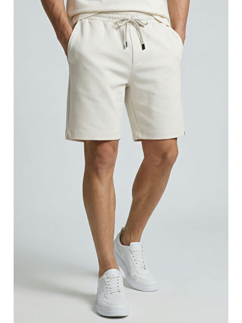 Tommylife Ekru Standart Fit Basic Arka Cepli Erkek Şort - 88314