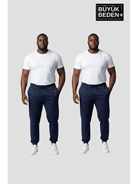 Süperlife Erkek Büyük Beden İkili Jogger Paça Lastikli İnce Eşofman Altı Seti SPR26BEA951+2 - S000487465-21164
