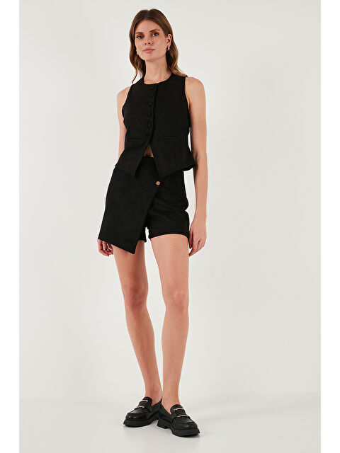 Lela Fitted Fit Bisiklet Yaka Düğmeli Yumuşak Dokulu Yelek 5866435 - S000451018-19351