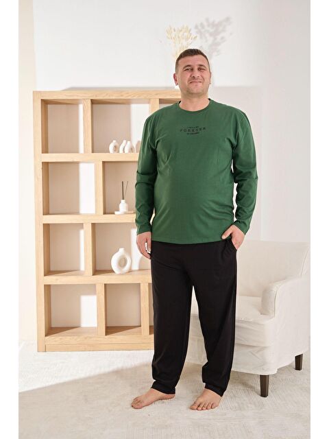 Formo Erkek %100 Pamuk Uzun Kollu Baskılı Battal Kaliteli Rahat Pijama Takımı - S000494294-18194