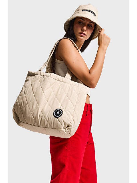 It's Basic Bej Renk Baklava Desenli Askılı Özel Tasarım Çanta - S000495226-19928