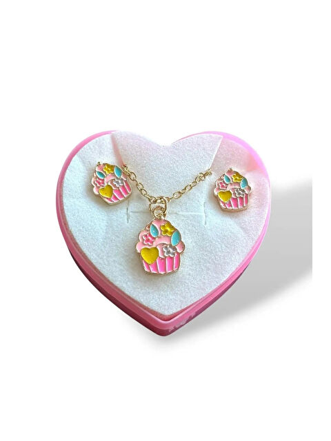 Le Mabelle Çok Renkli  Dondurma Figürlü Kız Çocuk Kolye ve Küpe Set - S000465743-23173