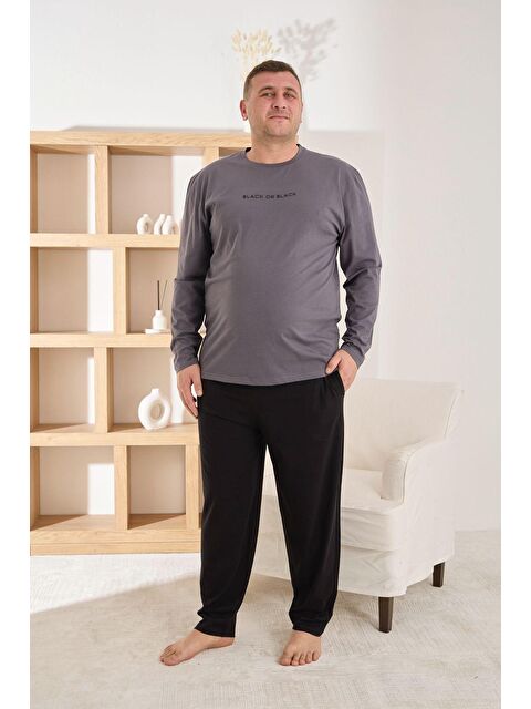 Formo Erkek %100 Pamuk Uzun Kollu Baskılı Battal Kaliteli Rahat Pijama Takımı - S000494294-20600