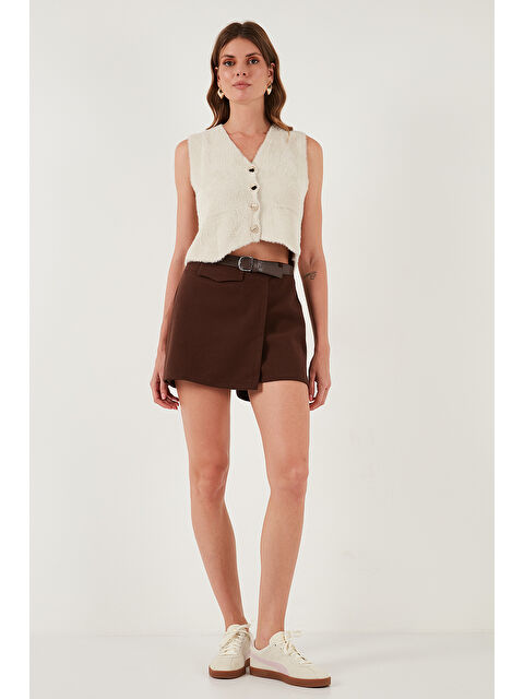 Lela Pamuk Karışımlı Relaxed Fit Yüksek Bel Mini Boy Kadın Şort Etek 611SR0037 - S000424921-19413