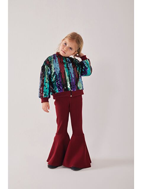 My Kids Wear Kız Çocuk Bayramlık Payetli Ceket & İspanyol Paça Tayt Takımı 12476 - S000502484-19951