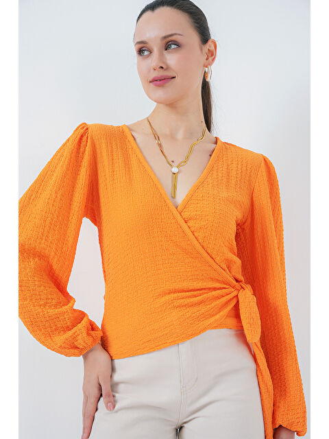 Bigdart 0441 Anvelop Örme Bluz - Turuncu - S000090013-20013