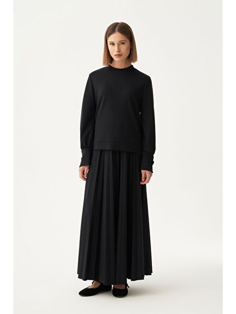 ALLDAY Siyah-Yumuşak Dokulu Pliseli Etekli Takım - S000501491-19351