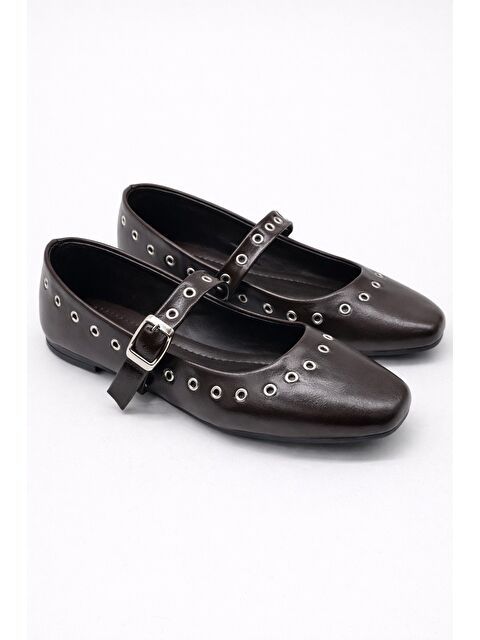 MODAFRATO SH-900 Zımbalı Babet Günlük Kadın Ayakkabı Mary Jane Ev Babeti - S000497472-19413