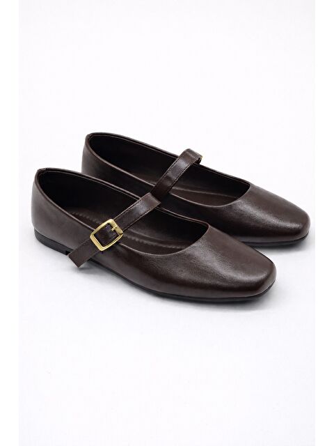 MODAFRATO SH-950 Tokalı Babet Günlük Kadın Ayakkabı Mary Jane Ev Babeti - S000497474-19413