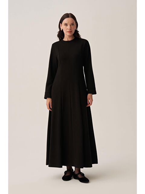 ALLDAY Siyah-Yumuşak Dokulu Parçalı Elbise - S000500757-19351