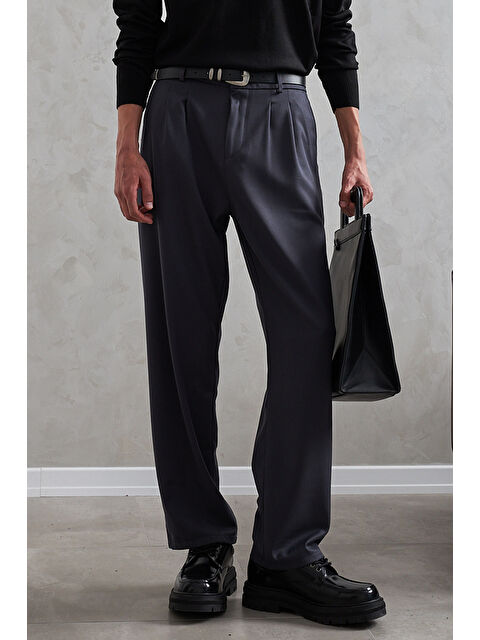 HYMAN Erkek Pileli Baggy Kalıp Kumaş Pantolon - S000516465-33408