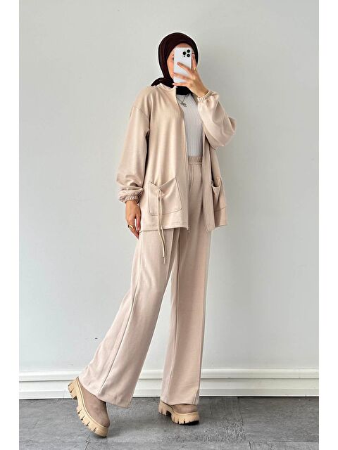 Lamelif Biyeli Cepli İkili Takım Krem - S000515315-19966