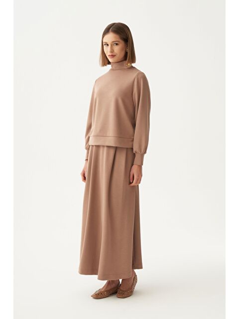 ALLDAY Vizon-Yumuşak Dokulu Gold Düğmeli Etekli Takım - S000501439-26429