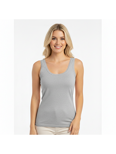 Bonbon Kadın Pamuklu Süs Dantelli Kalın Askılı Atlet Bb2092