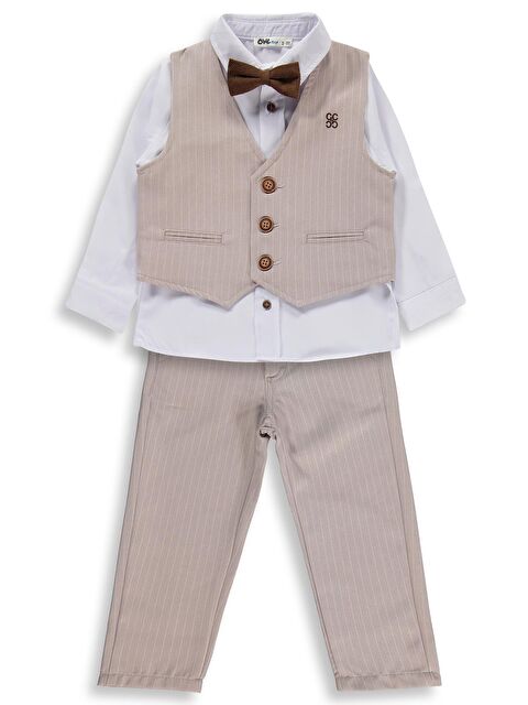 Civil Boys Yelekli 3'lü 2-5 Yaş Takım - Bej